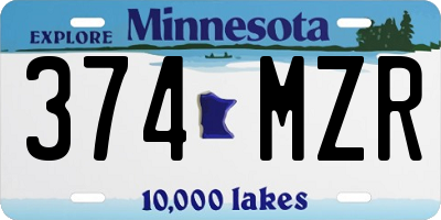 MN license plate 374MZR