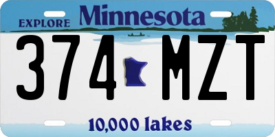 MN license plate 374MZT