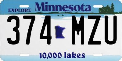 MN license plate 374MZU