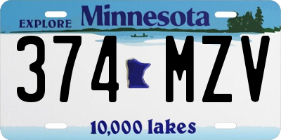 MN license plate 374MZV