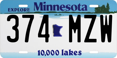 MN license plate 374MZW