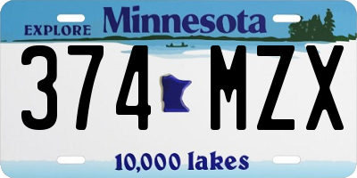MN license plate 374MZX