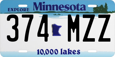 MN license plate 374MZZ