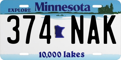 MN license plate 374NAK