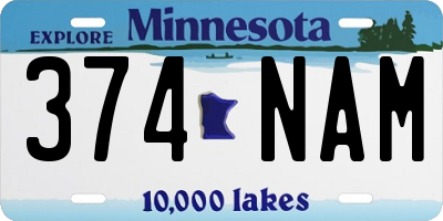 MN license plate 374NAM