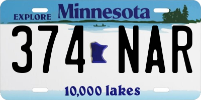 MN license plate 374NAR