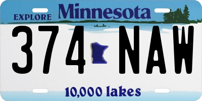MN license plate 374NAW