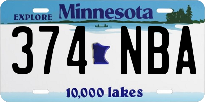 MN license plate 374NBA