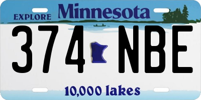 MN license plate 374NBE