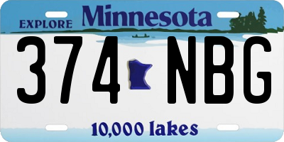 MN license plate 374NBG