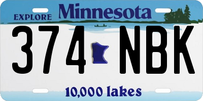 MN license plate 374NBK