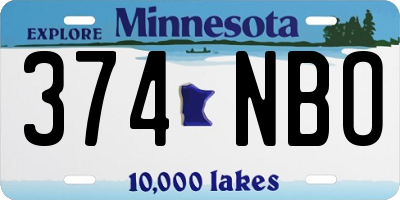 MN license plate 374NBO