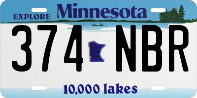 MN license plate 374NBR