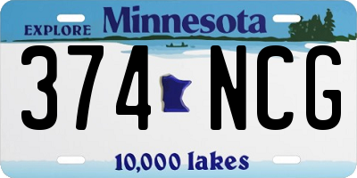 MN license plate 374NCG