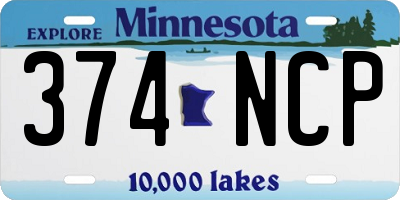 MN license plate 374NCP