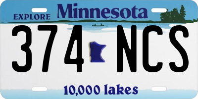 MN license plate 374NCS