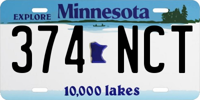 MN license plate 374NCT