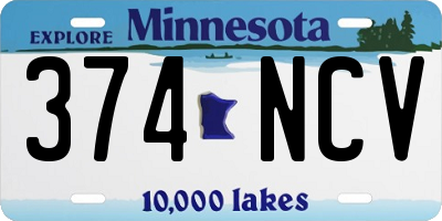 MN license plate 374NCV