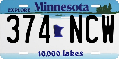 MN license plate 374NCW