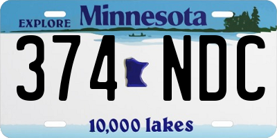 MN license plate 374NDC