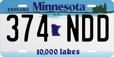 MN license plate 374NDD