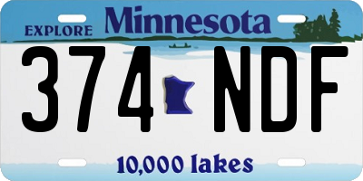 MN license plate 374NDF