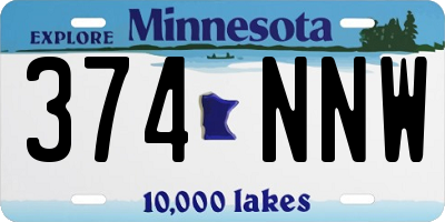 MN license plate 374NNW