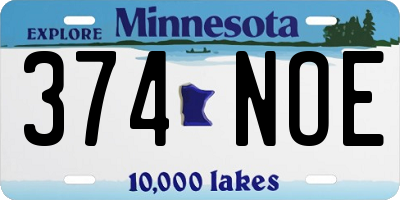 MN license plate 374NOE