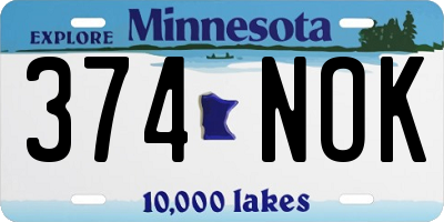 MN license plate 374NOK