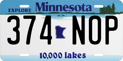 MN license plate 374NOP
