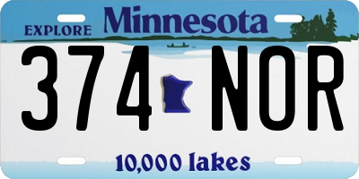 MN license plate 374NOR