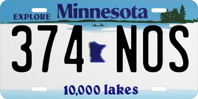 MN license plate 374NOS