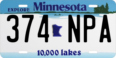 MN license plate 374NPA