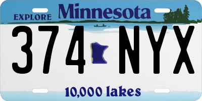 MN license plate 374NYX