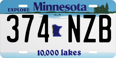 MN license plate 374NZB