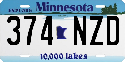 MN license plate 374NZD