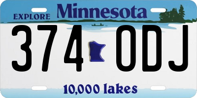 MN license plate 374ODJ