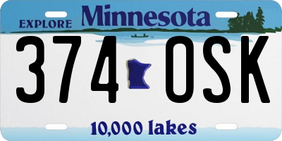 MN license plate 374OSK