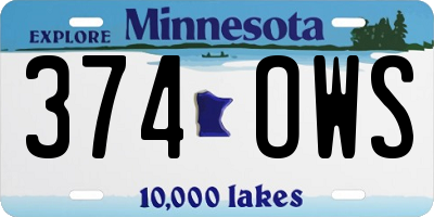 MN license plate 374OWS