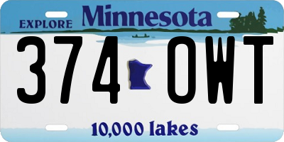 MN license plate 374OWT