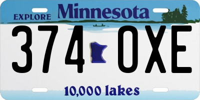 MN license plate 374OXE
