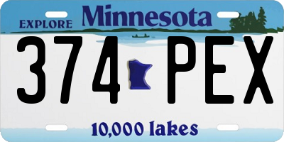 MN license plate 374PEX