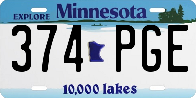 MN license plate 374PGE