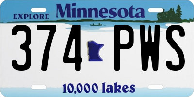 MN license plate 374PWS