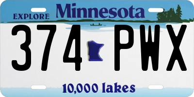 MN license plate 374PWX
