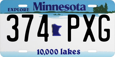 MN license plate 374PXG