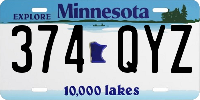 MN license plate 374QYZ