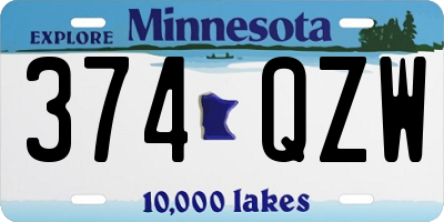 MN license plate 374QZW