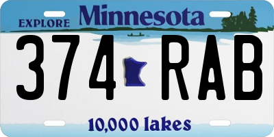 MN license plate 374RAB