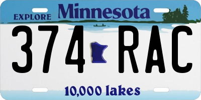 MN license plate 374RAC